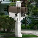 Mayne Rockport Double Arm Mail Post - White - 18in L x 23in W x 56.5in H - Standard Post, 2x Paper Holder Arms (5811-W)