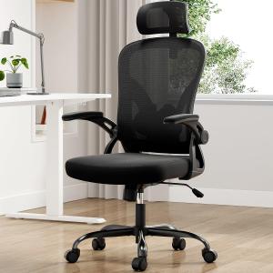High Back Mesh Office Chair with Adjustable Headrest and Lumbar Support Comfortable Ergonomic Desk Chairs for Home Office Gaming Room Teacher Study, 300 lbs Capacity(Black)
