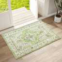 Entryway Rug - 2'x3' Boho Soft Low Pile Washable Area Rug, Non-Slip Small Rugs Indoor for Front Door Entrance Kitchen Bathroom, Vintage Carpet Stain Resistance (Green, 2x3ft)
