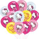 40pcs hello Pink Cats Birthday Party Balloons for Pink Cats Themed Birthday Party Decorations Supplies - 12 Inch