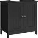 Iwell Pedestal Sink Storage Cabinet with 2 Doors and Shelf, Under Sink Cabinet, Bathroom Sink Cabinet with U-Shape, Black, 23.6''l*11.8''w*23.6''h
