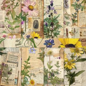 2 x Bomichi 16 Sheets Scrapbook Paper, Vintage Decorative Scrapbook Supplies for Junk Journal Card Making Picture Art Collage DIY 4.1x5.8 inches, Plants theme