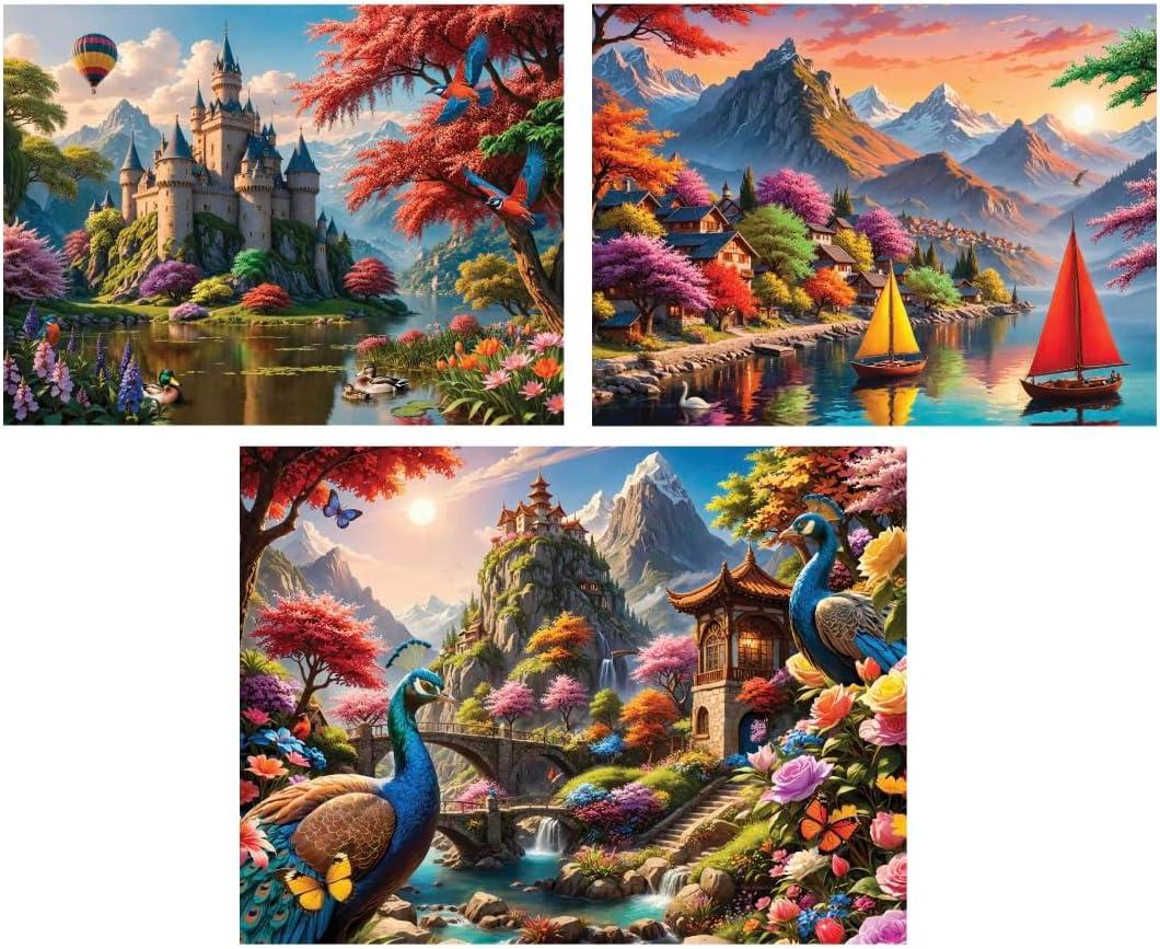 Bits and Pieces - Value Set of 3-300 Piece Jigsaw Puzzles for Adults with Large Pieces, Bulk Puzzles with Majestic Landscapes - Puzzle Packs for Adults, Puzzles Bulk Bundle - Puzzle Size: 18" x 24" Bits and Pieces - Value Set of 3-300 Piece Jigsaw Puzzles for Adults with Large Pieces, Bulk Puzzles with Majestic Landscapes - Puzzle Packs for Adults, Puzzles Bulk Bundle - Puzzle Size: 18" x 24"