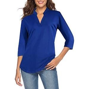 CEASIKERY Women's 3/4 Sleeve V Neck Tops Casual Tunic Blouse Loose Shirt.L