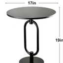 17In Black Round Side Table Modern End Table Stable Sofa Side Table with Heavy Duty Base Integrated Accent Coffee Table Nightstand for Living Room Bedroom Backyard