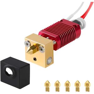 MMOBIEL Hotend Kit - Assembled MK8 3D Printer Extruder Compatible with Creality CR Series/Ender Series - Hot End Kit Incl. 6 Pcs 0.4mm Nozzles / 4 Pcs Silicone Socks and 4 Pcs 3ft Long Cables - 12V