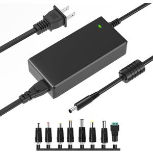 Universal 12V 5A Power Supply Adapter 60W, Worldwide AC 100-240V Input, 5.5 * 2.5mm / 5.5 * 2.1mm DC Barrel Plug, Compatible with LED Lights, Security Camera, LCD Monitor, DVR, NVR, Audio Amplifier