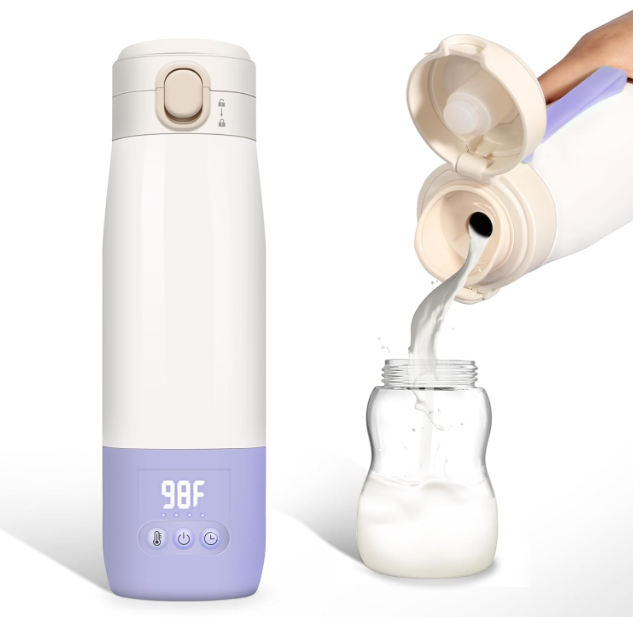 Portable Bottle Warmer for Travel, Bottle Warmer On The Go with Quick Heating, Preset Modes and Precise Temperature Control, Water & Milk Warmer with Long Battery Life, Purple