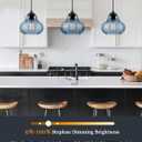ELYONA 2 Pack Bubble Glass Pendant Lights 8 inch Modern Blue Hand Blown Globe Glass Pendant Lighting Hanging Light fixtures for Kitchen Island Dining Room Bar Bedroom Living Room