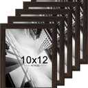KTKDE 10x12 Picture Frame Set of 5,Wooden frames walnut, Vertical & Horizontal Wall Hanging for Wall or Tapletop Display,Studio Gallery Photo Frame for Photos, Posters & Art Prints, Walnut Woodgrain