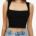 Artdear Women's Square Neck Tank Top - Double Lined Sleeveless Basic Crop Tops Air Touch Fabric Size XXL