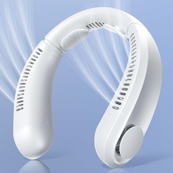 Neck Fan, 360°Portable Fan 3 Speeds 4000mAh Neck Fans that Blow Cold Air Rechargeable USB, Wearable Fan for Outdoors and Travel, Portable Neck Fan-White, Pack of 4 