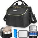 Wearable Breast Pump Bag,Breastmilk Cooler Travel Bag Compatible with Momcozy/Eufy/Elvie/Willow/Medela Breast Pump with Ice Pack and Water Resistent Mat for 6 Baby Bottles Up to 9 Ounce,Black