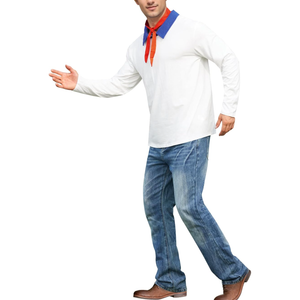 Arvilhill Mens Halloween Costume Shirt Fred Cosplay Classic Long Sleeve Outfit Funny Party XL