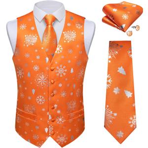 DiBanGu Mens Christmas Suit Vest and Tie Set for Men Waistcoats and Necktie Pocket Square Set for Prom Party S-3XL