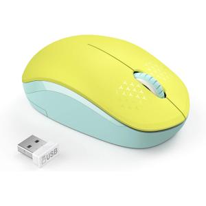 seenda Wireless Mouse for Laptop, 2.4G Noiseless Mouse with USB Receiver - Optical Tracking Portable Computer Mice for Chromebook, PC, Tablet, Windows System, 24 Months Battery Life - Yellow & Green
