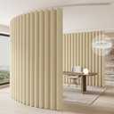 JILRON Room Divider Curtains Ceiling Curtain Track Set for Blackout and Privacy (IncludeBeige Curtain2 + White Track1) 196" W x 106" L