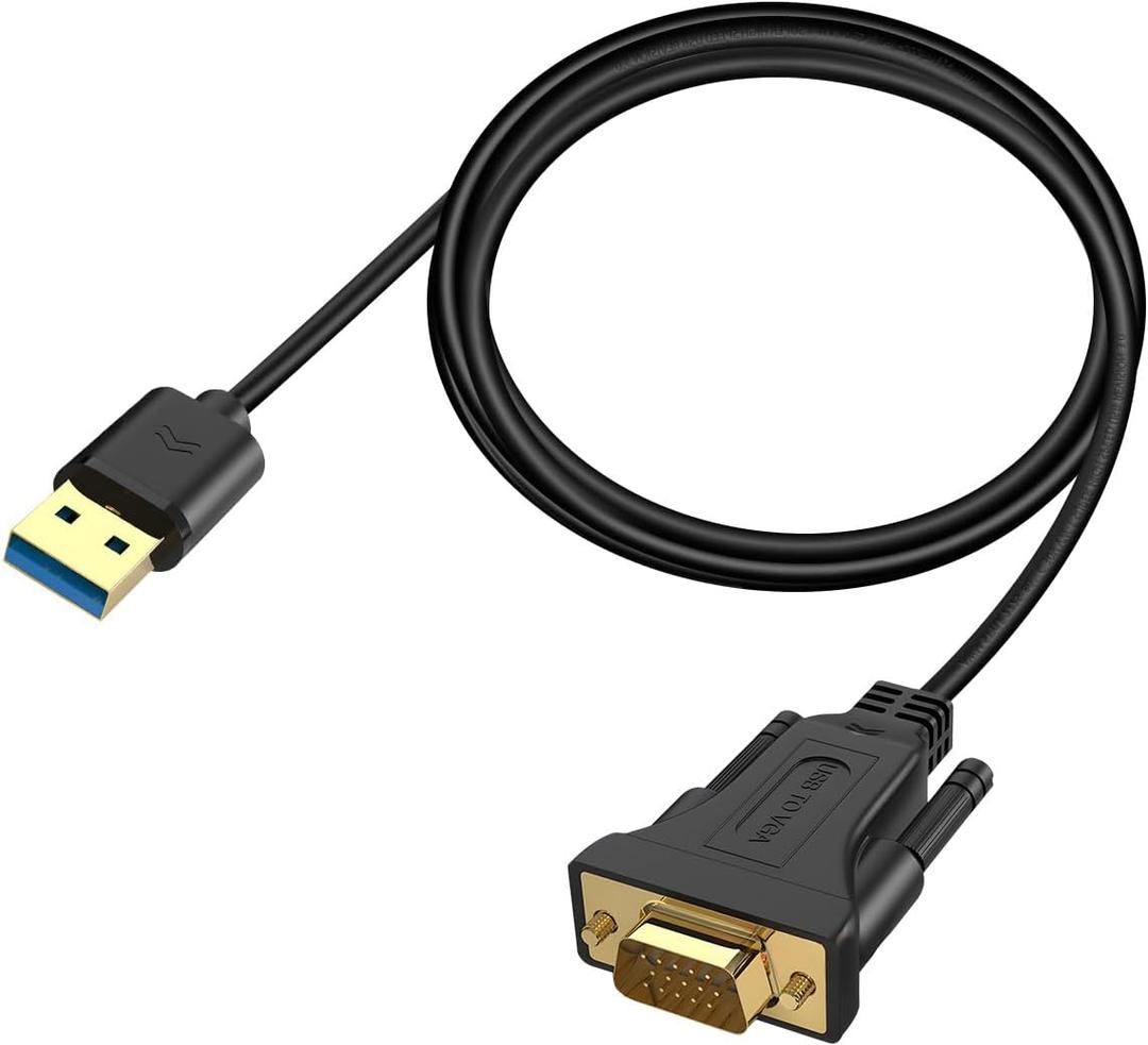 USB to VGA Adapter - 1080P Monitor Display Video Converter, Compatible with Mac & Windows (5FT)