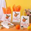 Engrowtic 50 Sets Little Cutie Baby Shower Favor Gift Bags - Orange With Handles and Tissue Paper - on the Way Decorations for Guests Return Gift