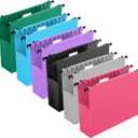 Extra Capacity Plastic Hanging File Folders,12 Pack Reinforced Expanding Hang Folder Letter Size, Accordian Pocket, Heavy Duty 2 Inch Expansion, Hanging Folder Organizer for Office Home, Assorted Colors
