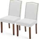DUMOS Dining Chairs Set of 2, Modern PU Kitchen Table Chairs with Wooden Legs and Padded Seat for Dining Room/Kitchen/Living Room/Restaurant, Light Grey, 2 Pack