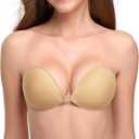 Wingslove Adhesive Bra Reusable Strapless Self Silicone Push-up Invisible Sticky Bras for Backless Dress (Beige)