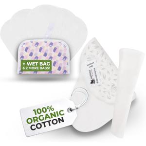 Non-Slip Organic Reusable Panty Liners for Women & Teens (Tanga, 7-Pack); High-Temp Washable Cotton Cloth Liners; Stay Fresh & Dry, for Daily Vaginal Discharge Only; 100% Breathable (no PUL/TPU) (White)
