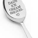 Dad’s Ice Cream Spoon Gifts for Daddy Fathers Dad Christmas Birthday Gifts from Daughter Son Engraved Stainless Steel Dessert Spoons Fun Gifts for Dad Who Has Everything Ice Cream Gifts for Men, 3 Pack