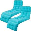 Indoor/Outdoor Chaise Lounge Tufted Bench Cushions, Outdoor Bench Cushion for Wicker Loveseat Porch Swing Patio Chair Furniture Replacement(Mint Green,2 Pcs) 64x18 in, Pack of 2