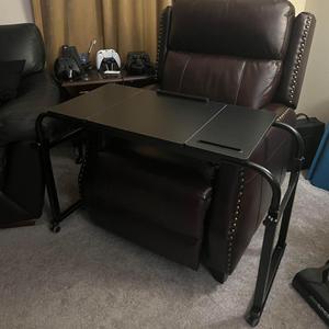 Overbed Table with Wheels Laptop Desk Cart Table Over The Bed Table Adjustable Height and Length for Hospital and Home Use (Black)