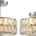 SeeU Modern Semi Flush Mount Ceiling Light Fixture Chrome Crystal Chandelier 4 Heads Chrome Crystal Celing Chandelier