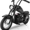 ELEMARA Electric Dirt Bike, 15 mph & 150lb Max, 24V Ride on Toy for Big Kids w/LED Lights & Power Display, Chain-Driven Motor, Twist-Grip Throttle, Shock Springs, Handbrake, 12" Air-Filled Tires-Black