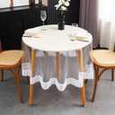 Pioggia Clear Vinyl Tablecloth Protector Transparent Lace Trim Table Cloth  Waterproof, Stain-Resistant,Plastic Cover Decorative  Perfect for Weddings, Parties, and Home Decor (48 Inch Round)