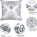 Coliuso Decorative Throw Pillow Covers 18x18 Set of 4, Grey and White Modern Simple Square Pillow Case Cushion Cover for Sofa Couch Farmhouse Outdoor Living Room (Gray and White, 18" x18")