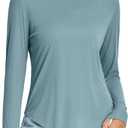 BALEAF Women's Sun Shirts UPF 50+ Long Sleeve Hiking Tops Lightweight Quick Dry UV Protection Outdoor Clothing (Large, Heather Light Blue)