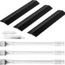 GRISUN Grill Replacement Parts for Oklahoma Joe Longhorn Combo Grills, Stainless Steel Grill Burner, Porcelain-Enameled Heat Plate with Adjustable Crossover Tubes