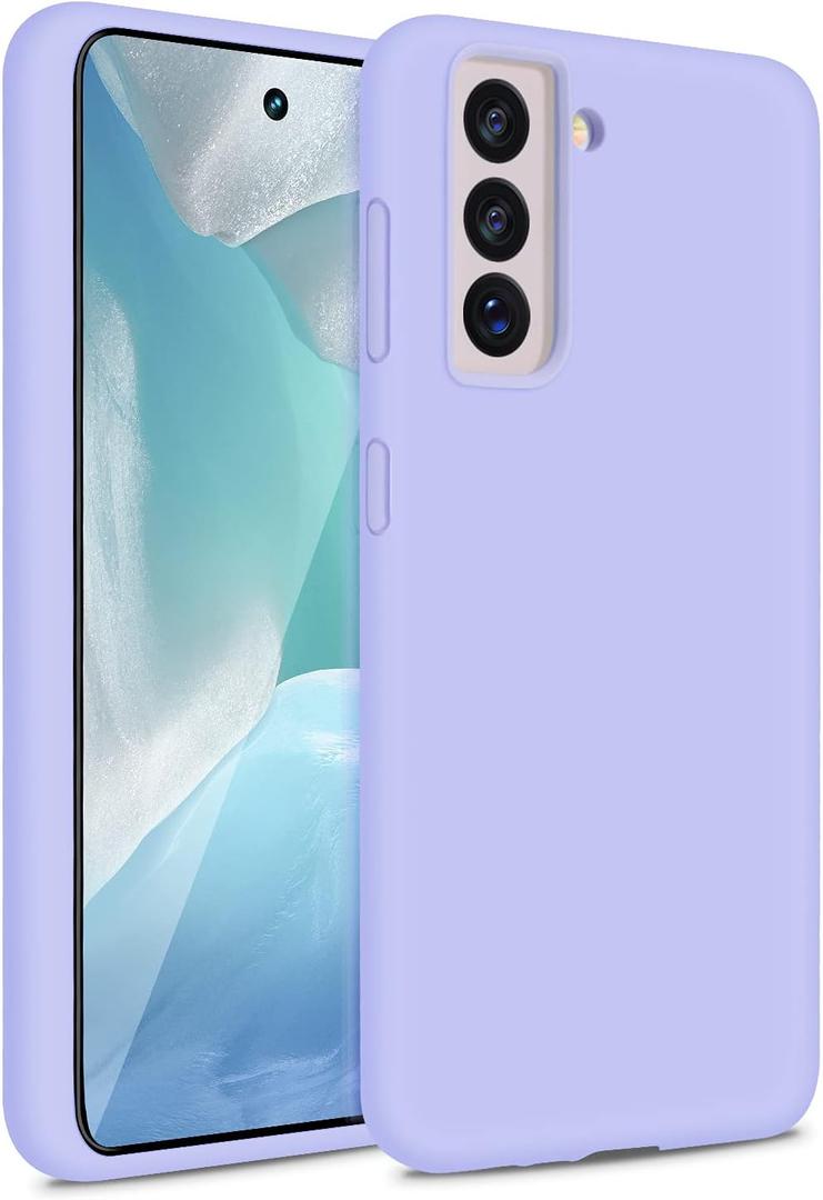 Liquid Silicone Case Compatible with Galaxy S21 5G, Gel Rubber Full Body Protection Shockproof Cover for Galaxy S21 5G 6.2 inch 2026 (Purple)