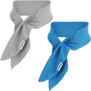 Cooling neck wraps, neck coolers for hot weather, headbands, with long lasting gel and full wrap fabrics, 2 packs (Gray+blue)