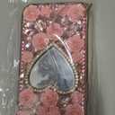 Changjia for iPhone 17e/ iPhone 16e Glitter Bling Case, Cute 3D Sparkle Heart Makeup Mirror Crystal Rhinestones Flowers Diamond Gems with Lanyard Wrist Strap Women Girls Case for iPhone 17e/ 16e, Pink