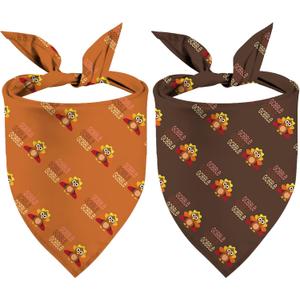 4 x Thanksgiving Dog Bandanas Puppy Scarf - Gobble Turkey Dog Outfits - 2 Pcs Adjustable Triangle Double-Layer Reversible Fall Pet Bandanas for Small Medium Large Dogs