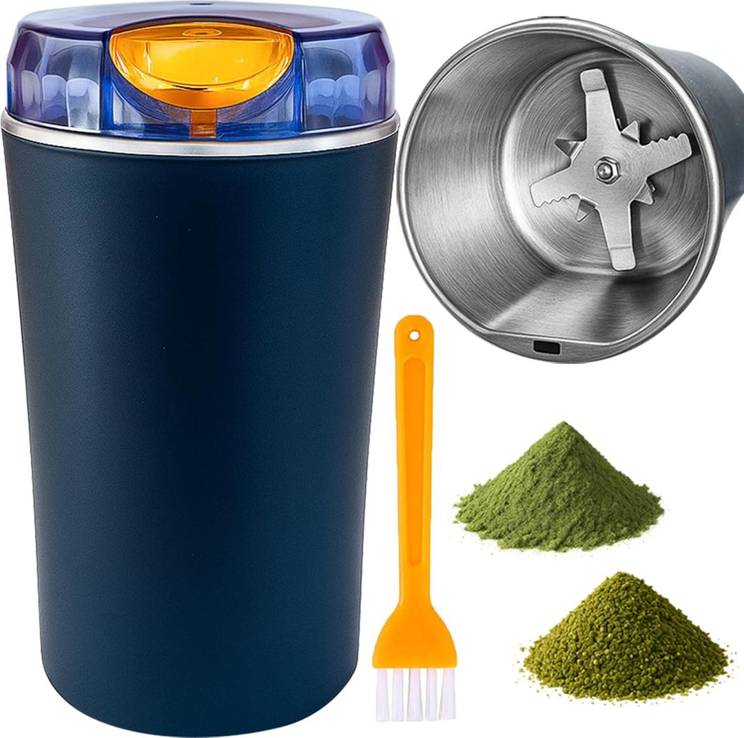 Electric Herb & Spice Grinder  One-Touch Stainless Steel Grinder for Herbs, Spices, Coffee, Nuts, Seeds  Powerful 30000 RPM Motor, Stainless Steel Blades, Cleaning Brush Included