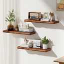 Solid Wood Live Edge Floating Shelves Set of 2 24" Rustic Wall Shelf with Hidden Bracket System, Wall Mounted Shelves for Bathroom, Kitchen, Living Room, Bedroom (Glazed Walnut), 24 Inch - 2pcs
