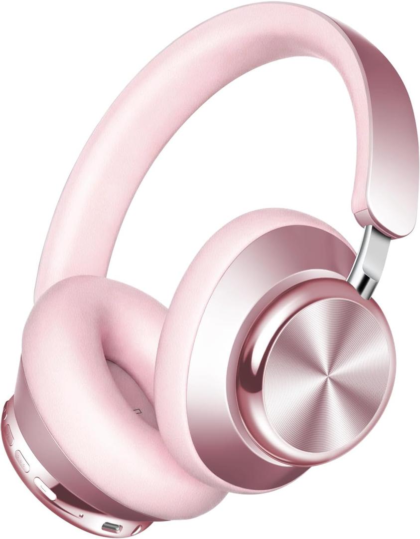 Wentronic Y03 Bluetooth Headphones Wireless Active Noise Cancelling Over Ear Headphones 48 Hours Playtime High Sound Quality 6 EQ Music Mode Headphones with Soft Ear Cushion - Pink