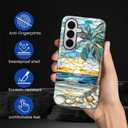 for Samsung Galaxy S26+ Case for Women Girl Men Boy, Shockproof Soft Silicone & Hard PC Shell Protective Case for Samsung Galaxy S26+ - Beach Palm Tree Shell Coastal