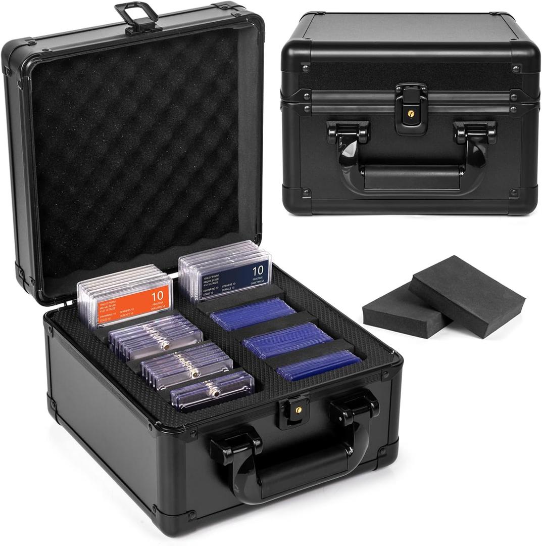 Top Loader Storage Box, Graded Card Storage Boxes, Trading Card Organizer Cases, PSA Card Case Slab Case Holder for Sports Cards, Holds 186+ Top Loaders (2 Row)