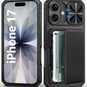 BXYJY for iPhone 17 Case Wallet, Card Holder (4-5 Cards), Slide Camera Cover, Military Drop Protection, Rugged Heavy Duty Men Women Shockproof Protective Phone Case for iPhone 17 6.3" 2025, Black
