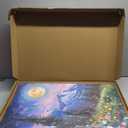 CHDITB Moon Above the Wildflowers Woodland Framed Canvas Wall Art (16"x24")，3 Pcs Abstract Midnight Landscape Nature Artwork Painting, Large Mystical Enchanted Pine Tree Forest Wall Decor for Bedroom Living Room Office