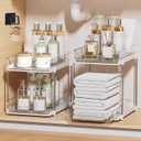 Under Sink Organizer  With Multipurpose Holder, 2 Sets of 2 Tiers Multi Purpose Under Sink Organizers And Storage With Dividers Stackable For Kitchen And Bathroom