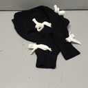 SHENHE Women's Open Front Ribbed Knit Bow Cute Cropped Cardigan Bolero Sweater Shrug Black and White Medium