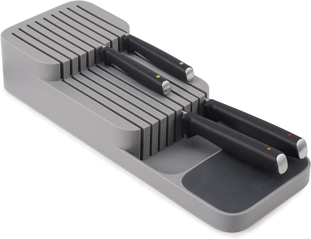 Joseph Joseph DrawerStore Knife Organizer, holds up to 9 knives, Kitchen Organization & Drawer Storage  Compact, Gray